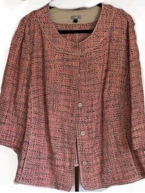 J. Jill Womens 4X Orange Pink Fringe Boucle Retro Cropped Jacket- FINAL $